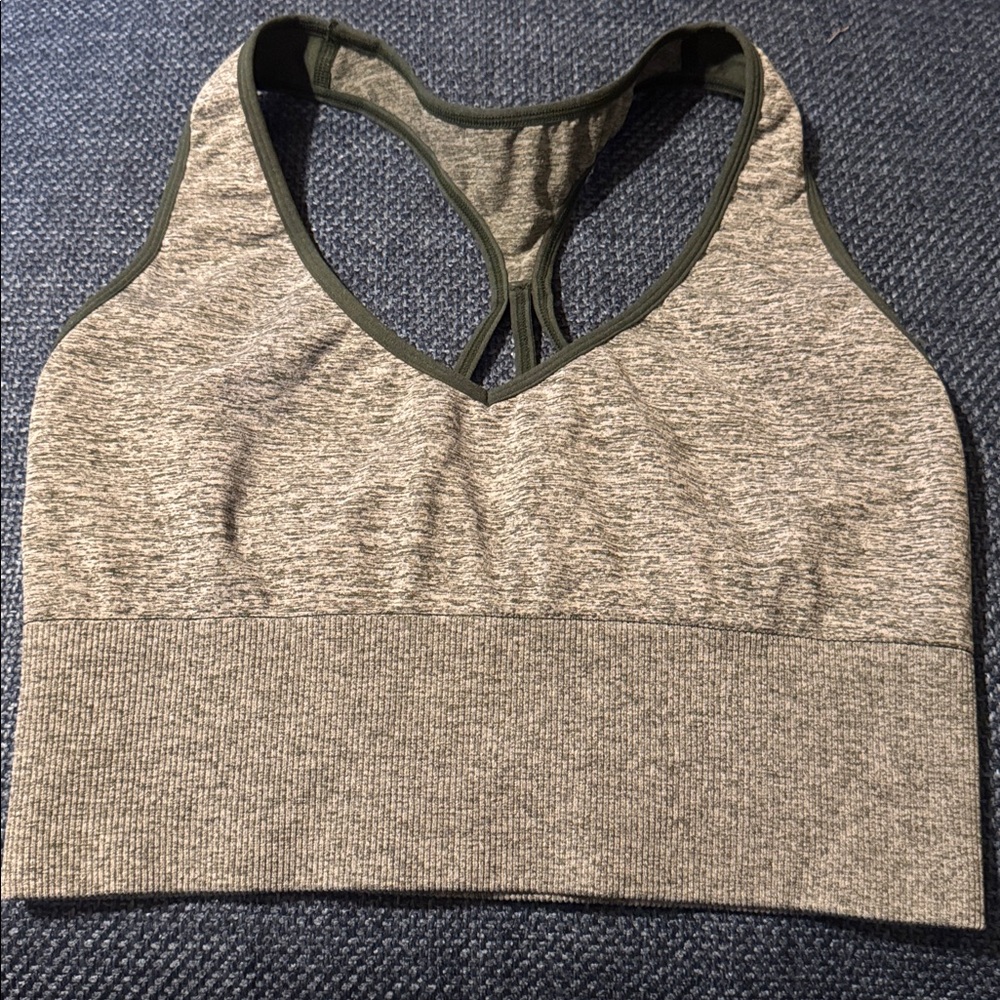 PINK Victoria's Secret Green and Gray Sports Bra
